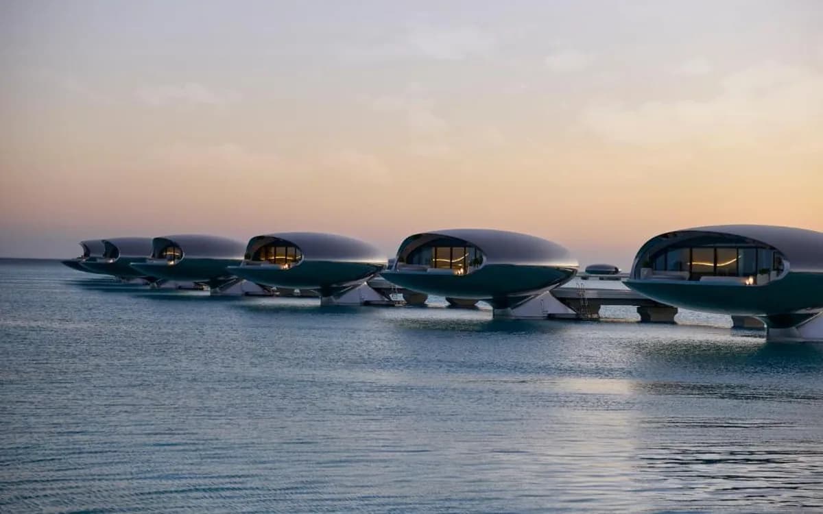 Nujuma, a Ritz-Carlton Reserve island resort setting in the Red Sea, Saudi Arabia.
